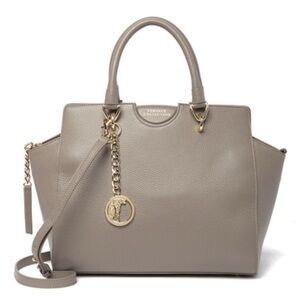 Versace Collection Saffiano Grey Satchel Tote Leather  w/Duster Bag